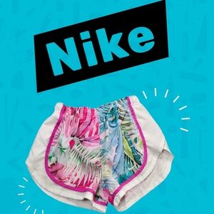 Nike Shorts White Tropical Print Cover with Pink Trim